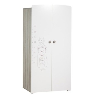 Armoire bébé Teddy - Bois - Blanche - 2 portes - 175x85x56cm - Babyprice