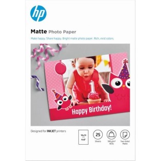 Papier photo mat HP - 180 g/m2 - 10 x 15 cm - 25 feuilles (7HF70A)