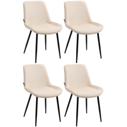 Ensemble de 4 chaises de salle à manger Victoria en velours crème
