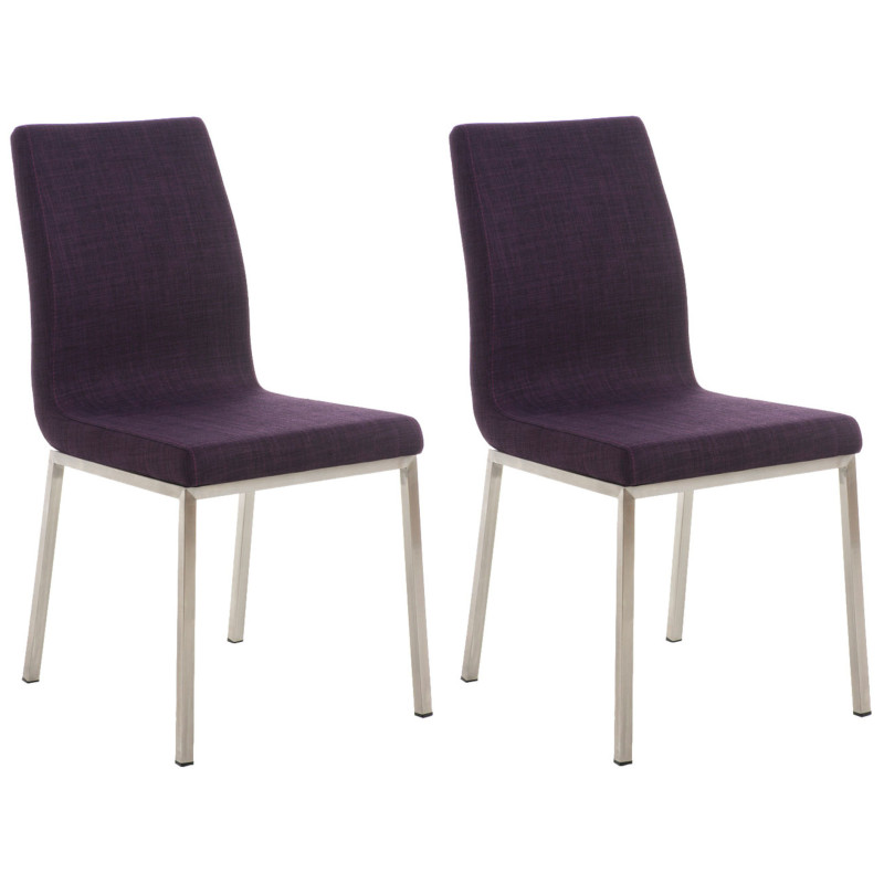 Ensemble de 2 chaises de salle à manger Colmar, tissu violet