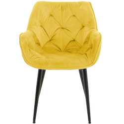 Chaise Tanna en velours jaune