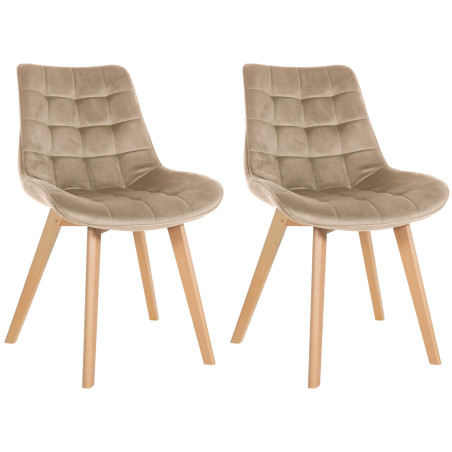 Ensemble de 2 chaises Brook en velours marron