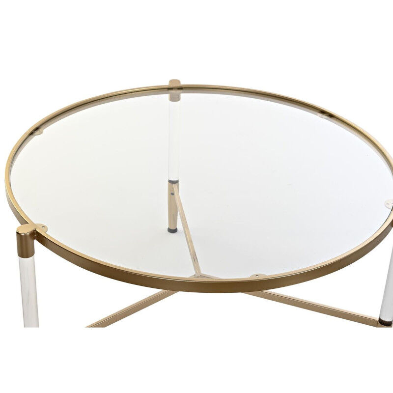 Table Basse DKD Home Decor Glamour Transparent Doré Acrylique Métal 87 x 87 x 50 cm