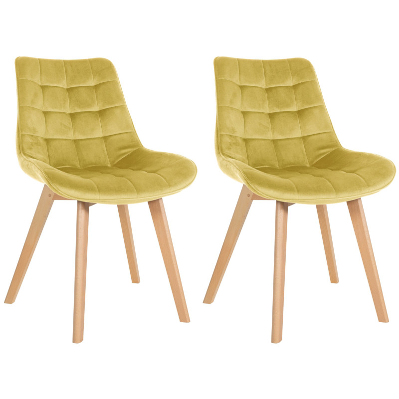 Lot de 2 chaises Brook velours jaune