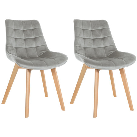 Lot de 2 chaises Brook velours gris