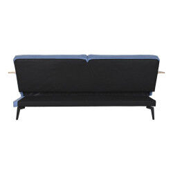 Canapé Convertible DKD Home Decor Noir Bleu Métal Marron Polyester Bois d'eucalyptus (203 x 87 x 81 cm)