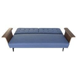 Canapé Convertible DKD Home Decor Noir Bleu Métal Marron Polyester Bois d'eucalyptus (203 x 87 x 81 cm)