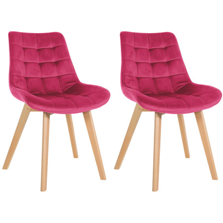 Lot de 2 chaises Brook velours rouge