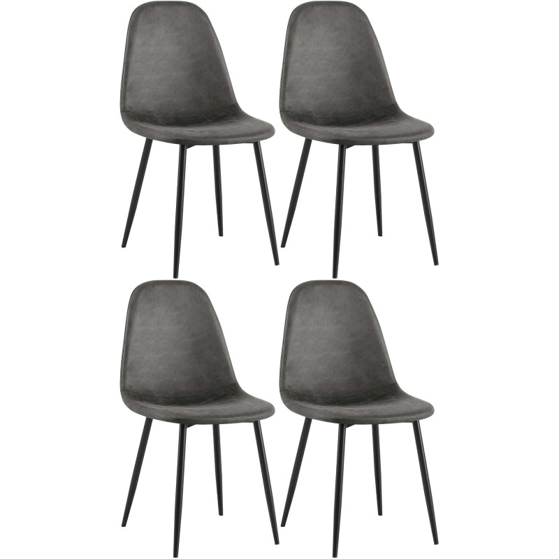 Ensemble de 4 chaises de salle à manger Napier en similicuir noir