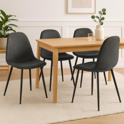 Ensemble de 4 chaises de salle à manger Napier en similicuir noir