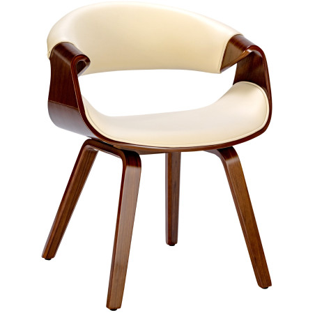 Chaise de salle à manger Foley, similicuir, noyer/crème