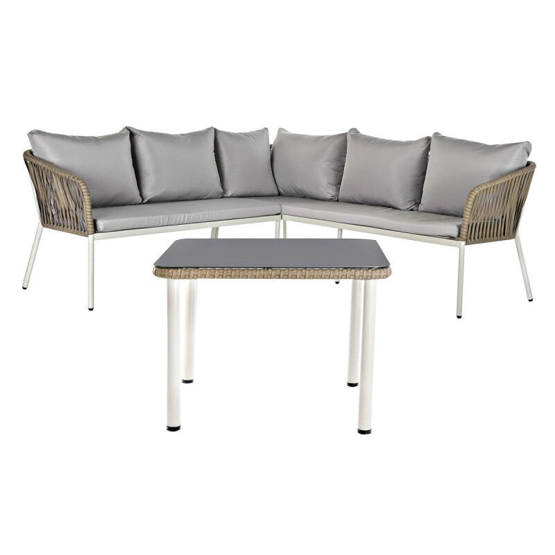 Meubles de jardin DKD Home Decor Blanc Marron Clair 190 x 190 x 70 cm