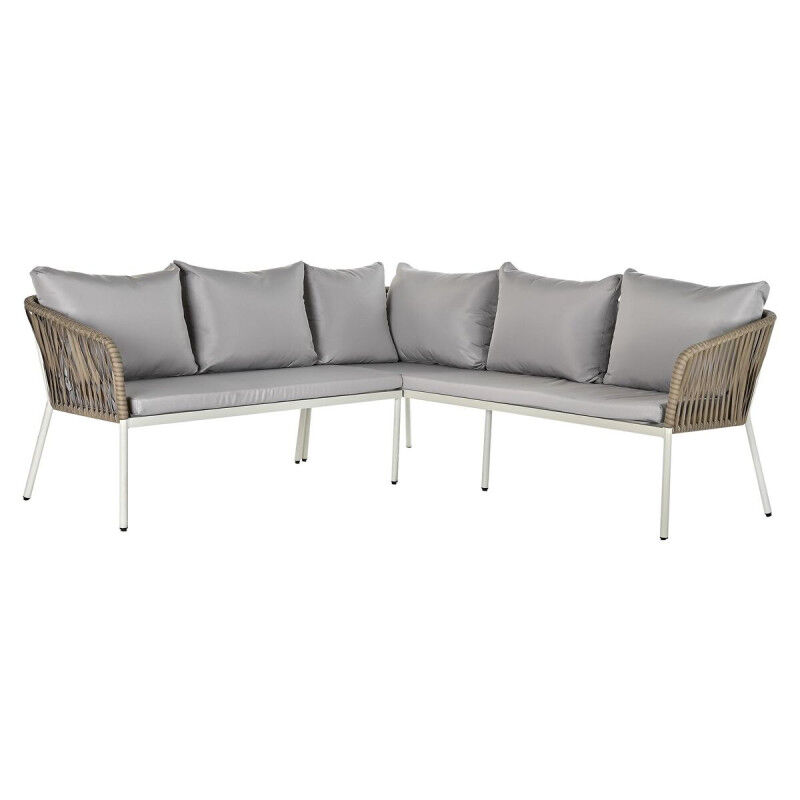 Meubles de jardin DKD Home Decor Blanc Marron Clair 190 x 190 x 70 cm