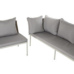 Meubles de jardin DKD Home Decor Blanc Marron Clair 190 x 190 x 70 cm
