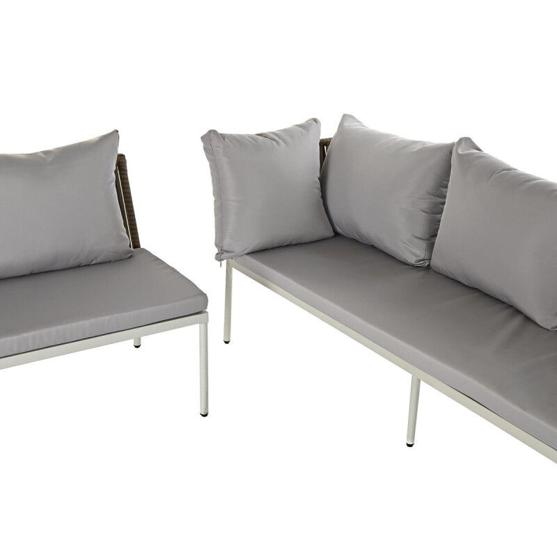 Meubles de jardin DKD Home Decor Blanc Marron Clair 190 x 190 x 70 cm