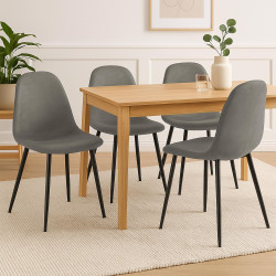 Lot de 4 chaises de salle à manger Napier, similicuir, gris foncé