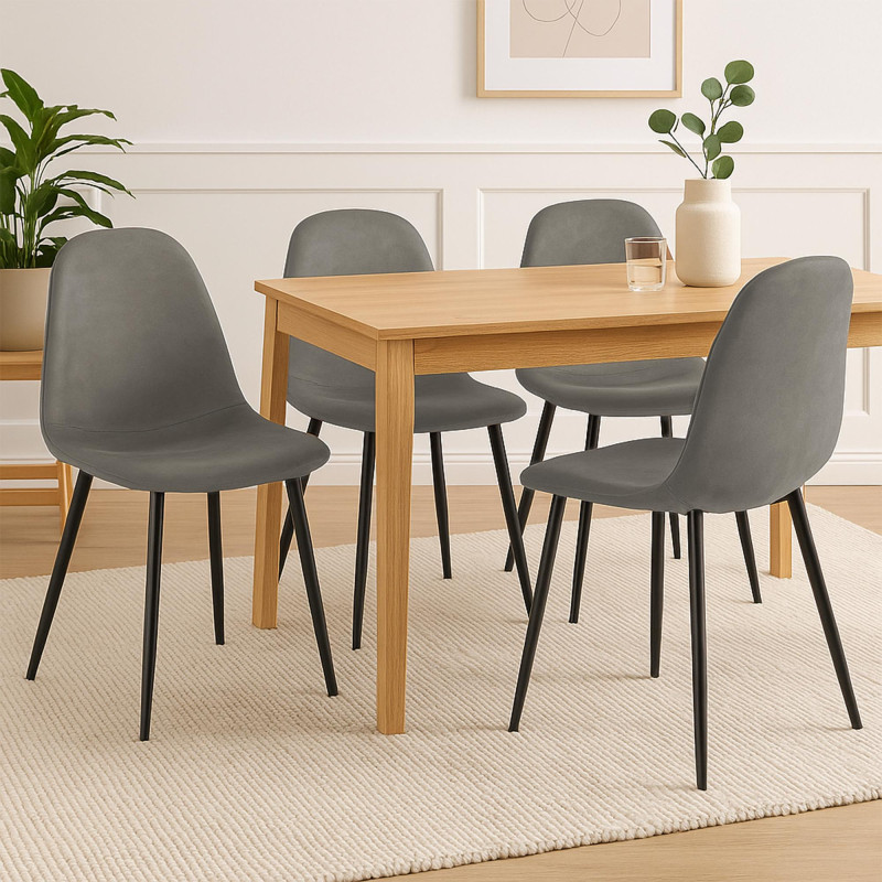 Lot de 4 chaises de salle à manger Napier, similicuir, gris foncé