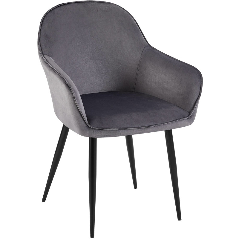 Chaise de salle à manger Boise en velours gris foncé