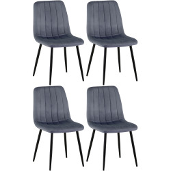 Lot de 4 chaises en velours Dijon gris foncé