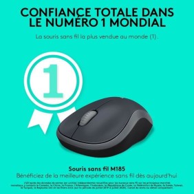 Souris sans fil - Logitech - M185 - Optique - Gris