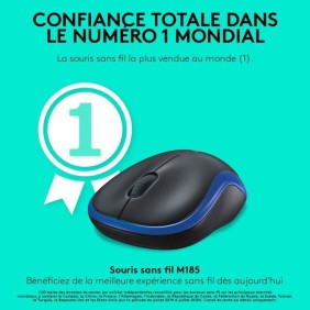 Souris sans fil - Logitech - M185 - Optique - Bleu