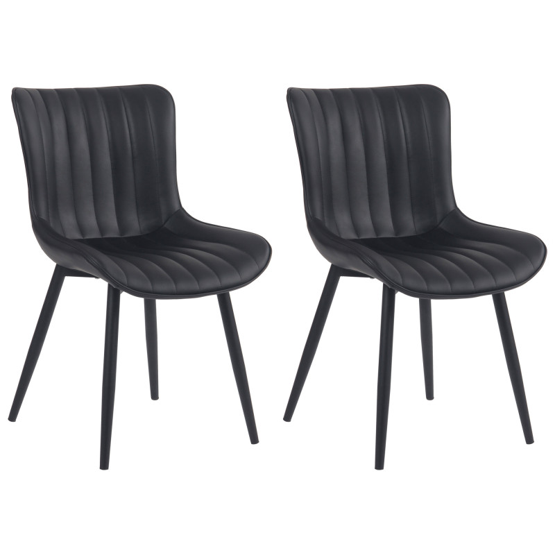 Ensemble de 2 chaises Largo, similicuir, noires