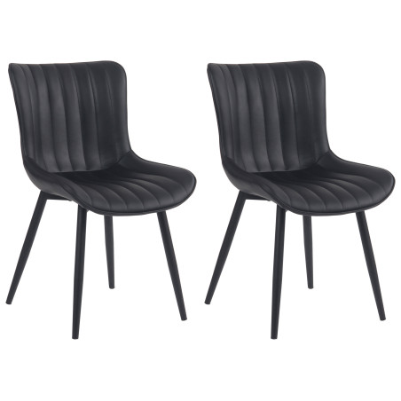 Lot de 2 chaises Largo, simili cuir noir