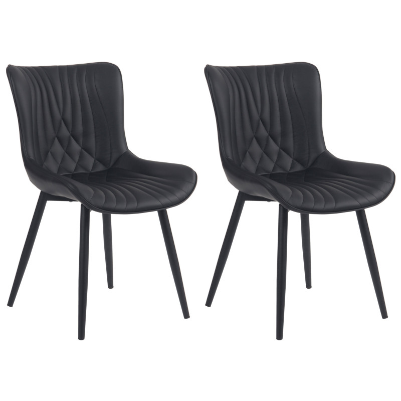 Ensemble de 2 chaises Brady, similicuir, noires