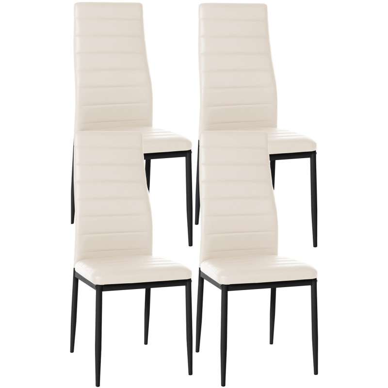 Ensemble de 4 chaises de salle à manger Mayfair, similicuir crème