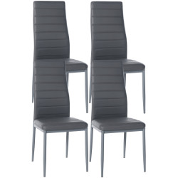 Lot de 4 chaises de salle à manger Mayfair, similicuir gris