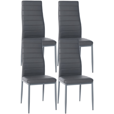 Lot de 4 chaises de salle à manger Mayfair, similicuir gris