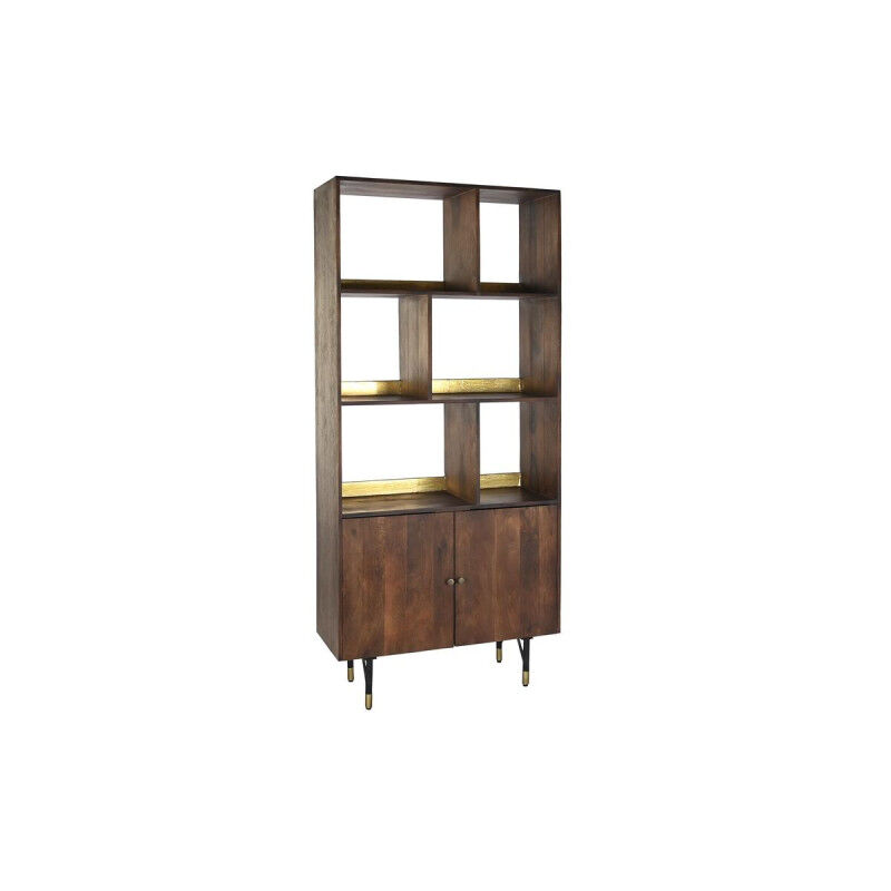 Étagère DKD Home Decor Noir Doré Métal Brun foncé Bois de manguier 4 Etagères (90 x 35 x 200 cm)