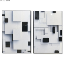 Cadre Home ESPRIT Blanc Noir Abstrait Moderne 80 x 3,5 x 120 cm (2 Unités)