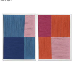 Cadre Home ESPRIT Bleu Orange Moderne Urbaine 50 x 2,5 x 70 cm (2 Unités)