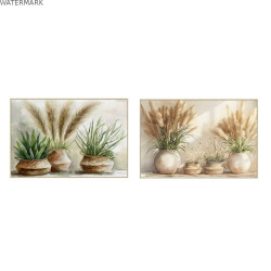 Cadre Home ESPRIT Vert Beige Pot Cottage 123 x 4,5 x 83 cm (2 Unités)