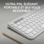 Clavier - Sans fil - Logitech - Pebble Keys 2 K380s - Bouton Easy-switch - Blanc