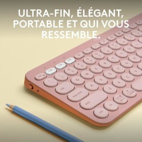 Clavier - Sans fil - Logitech - Pebble Keys 2 K380s - Bouton Easy-switch - Rose