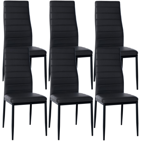 Lot de 6 chaises de salle à manger Mayfair, similicuir noir