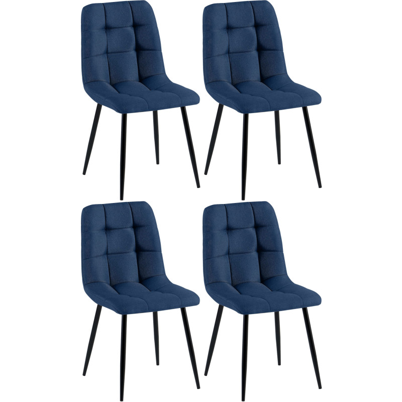 Lot de 4 chaises de salle à manger en tissu Antibes bleu