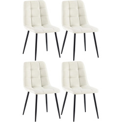 Lot de 4 chaises de salle à manger en tissu Antibes crème