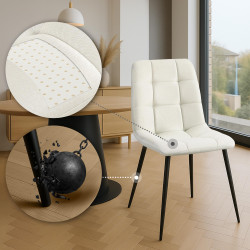 Lot de 4 chaises de salle à manger en tissu Antibes crème