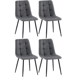 Lot de 4 chaises de salle à manger en tissu Antibes gris foncé