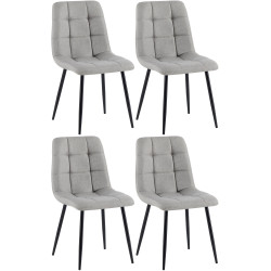 Lot de 4 chaises de salle à manger en tissu Antibes gris clair