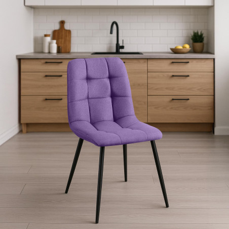 Lot de 4 chaises de salle à manger en tissu Antibes violet