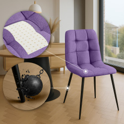 Lot de 4 chaises de salle à manger en tissu Antibes violet