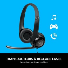 Casque - Filaire - Logitech - H390 - Stéréo, Microphone intégré, Antibruit - Noir