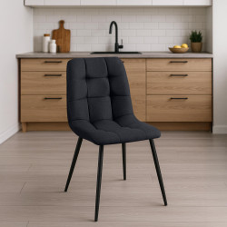 Lot de 4 chaises de salle à manger en tissu Antibes noir