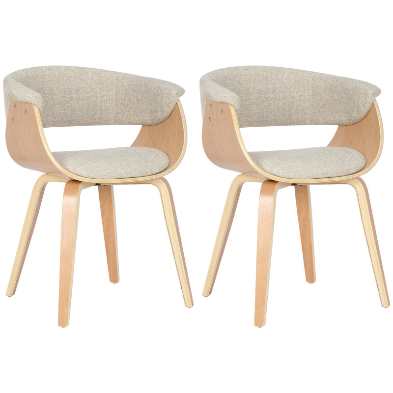 Lot de 2 chaises Bruce en tissu naturel/crème