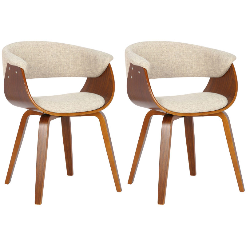 Lot de 2 chaises Bruce, tissu noyer/crème