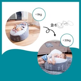 doomoo Nid Transat bébé - Pouf Evolutif & Multifonctions des la Naissance, Giraf Grey